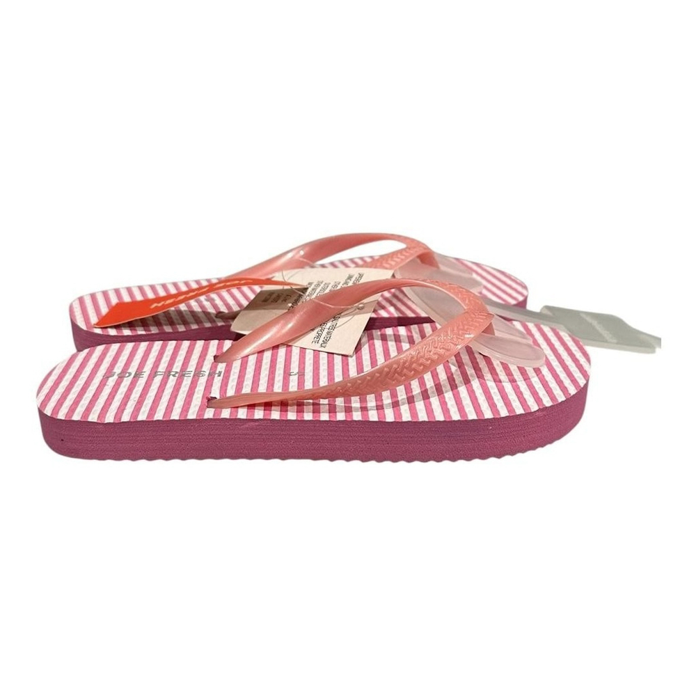 Joe Fresh Flip Flop Sandals Girls Size 13 Pink Striped Beach Summer Casual